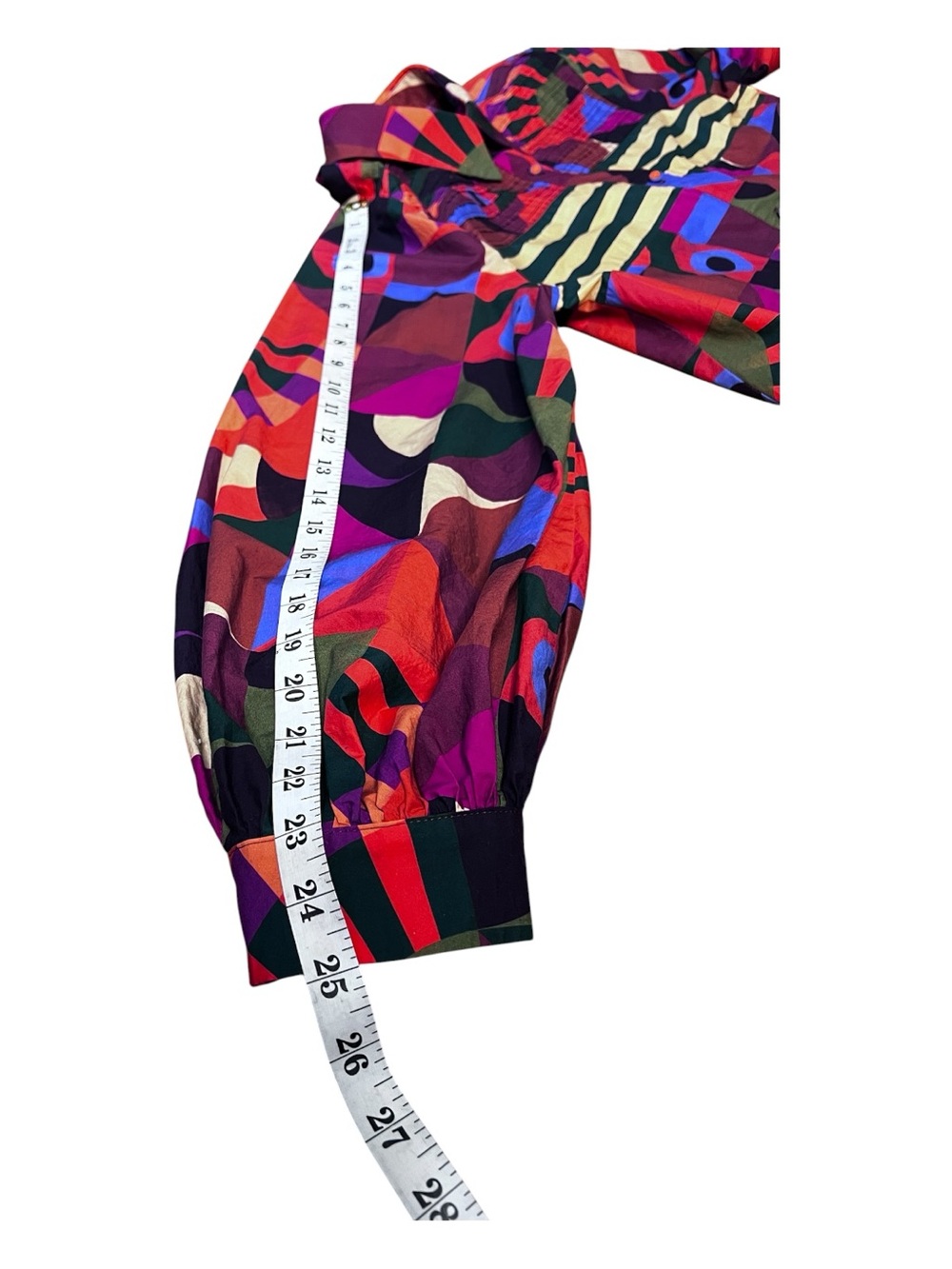 FARM RIO Tropical Geometric Multicolor Print Crop Style Shacket L - Picture 5 of 10